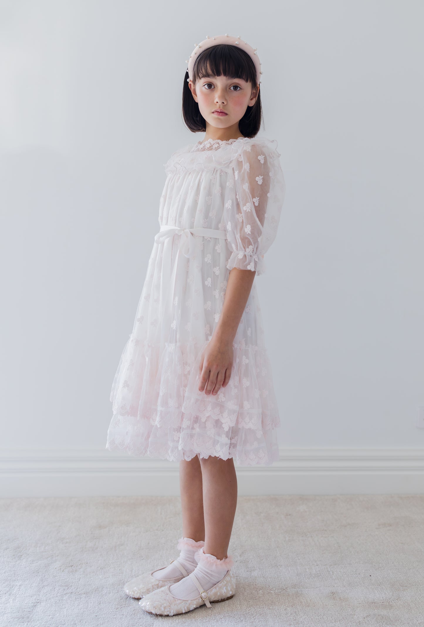 Embroiled bud tulle dress