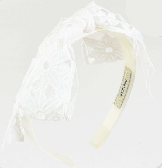 Floral lace headband milk