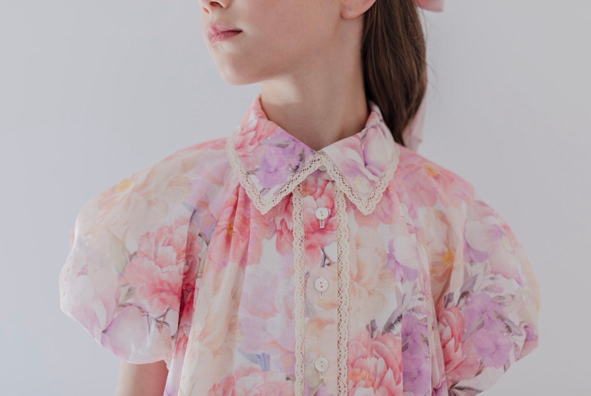 Dahlia print shirt dress