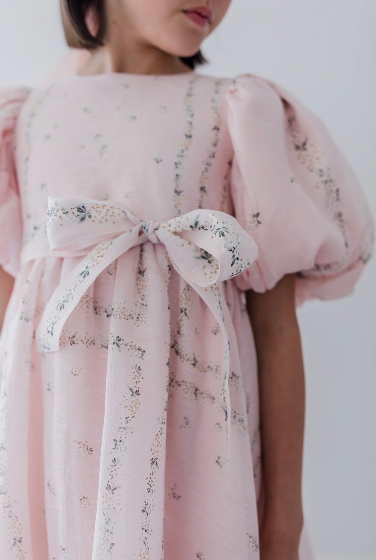 Delicate border print silk linen dress