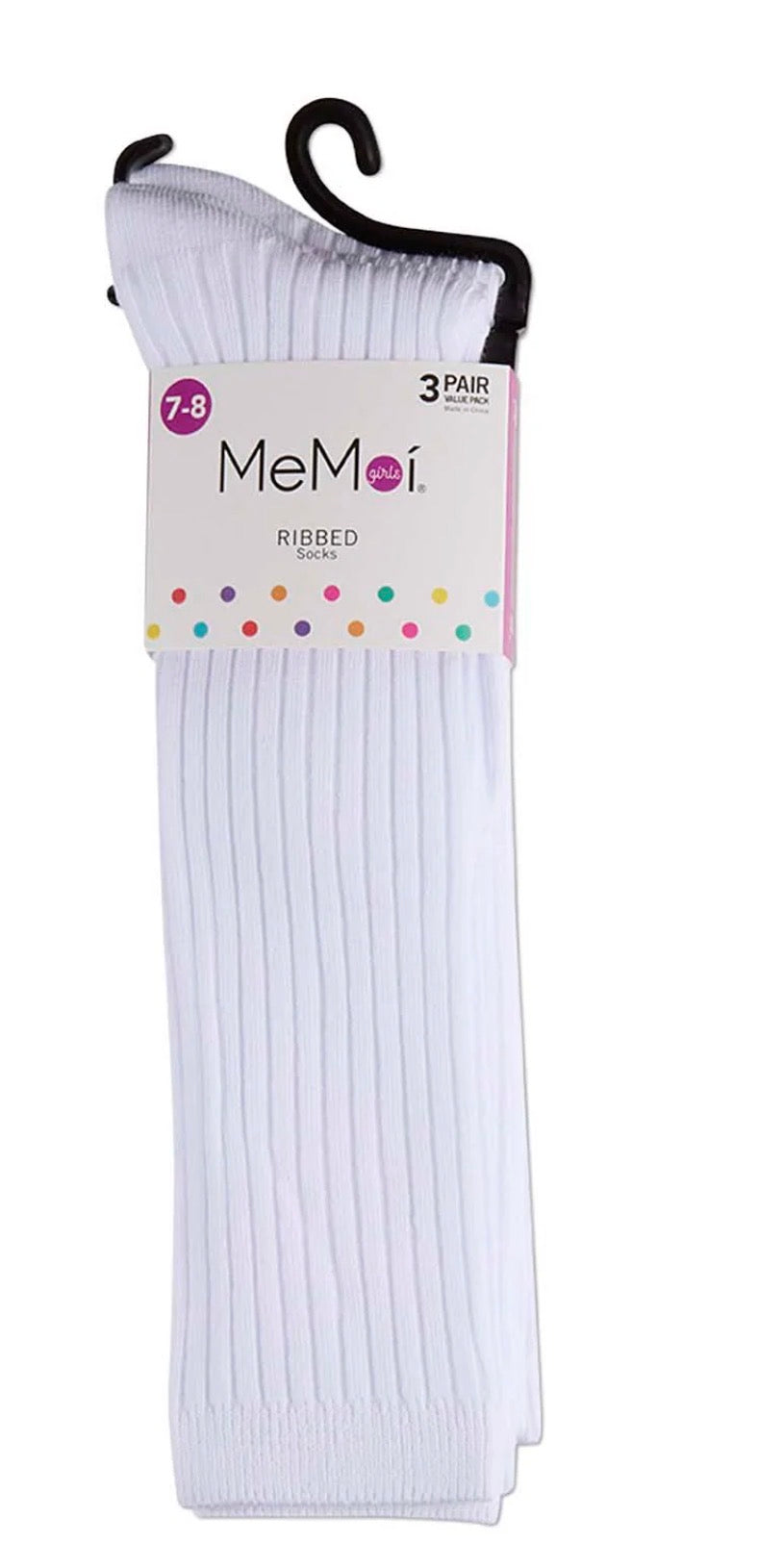 GIRLS | RIBBED SOCK | KNEE HIGH | 3PACK | WHITE