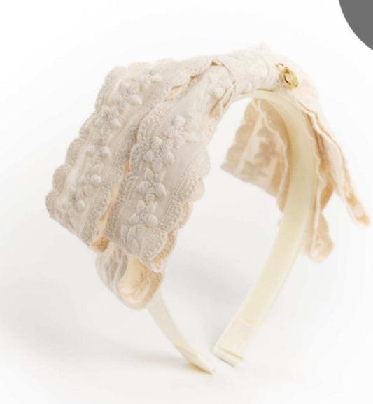 Lace headband beige