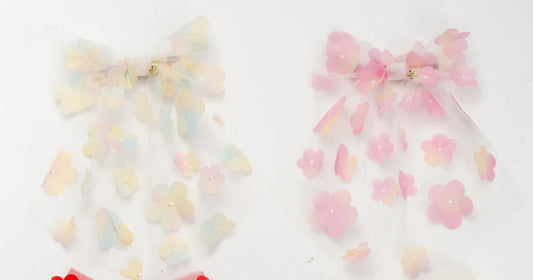 Pink flower Tull bow