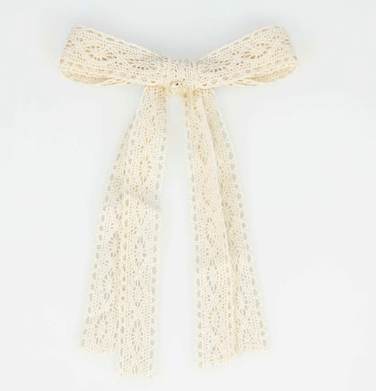 LACE LONG BOW CLIP BEIGE