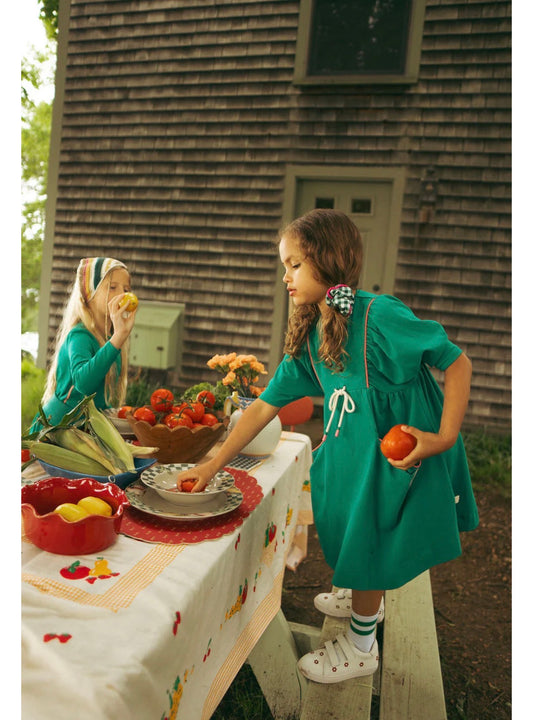 ELECTRIC GREEN BOAT CREW DRESS 3/4 SLEEV