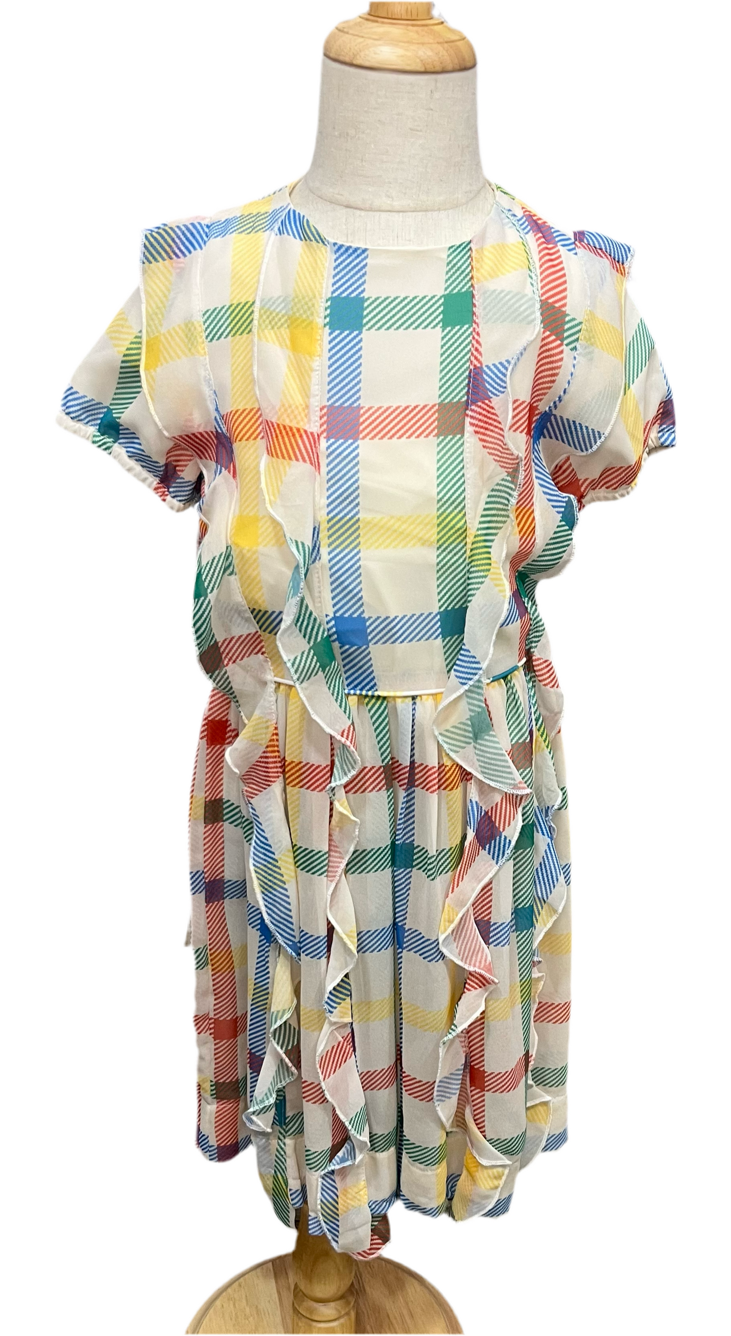 Square Colors Dress Short Sleeve