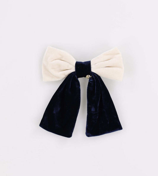 TWO TONE VELVET BOW CLIP