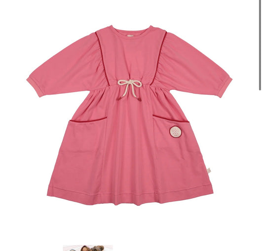 FRESH PINK BOAT CREW DRESS 3/4 SLEEV
