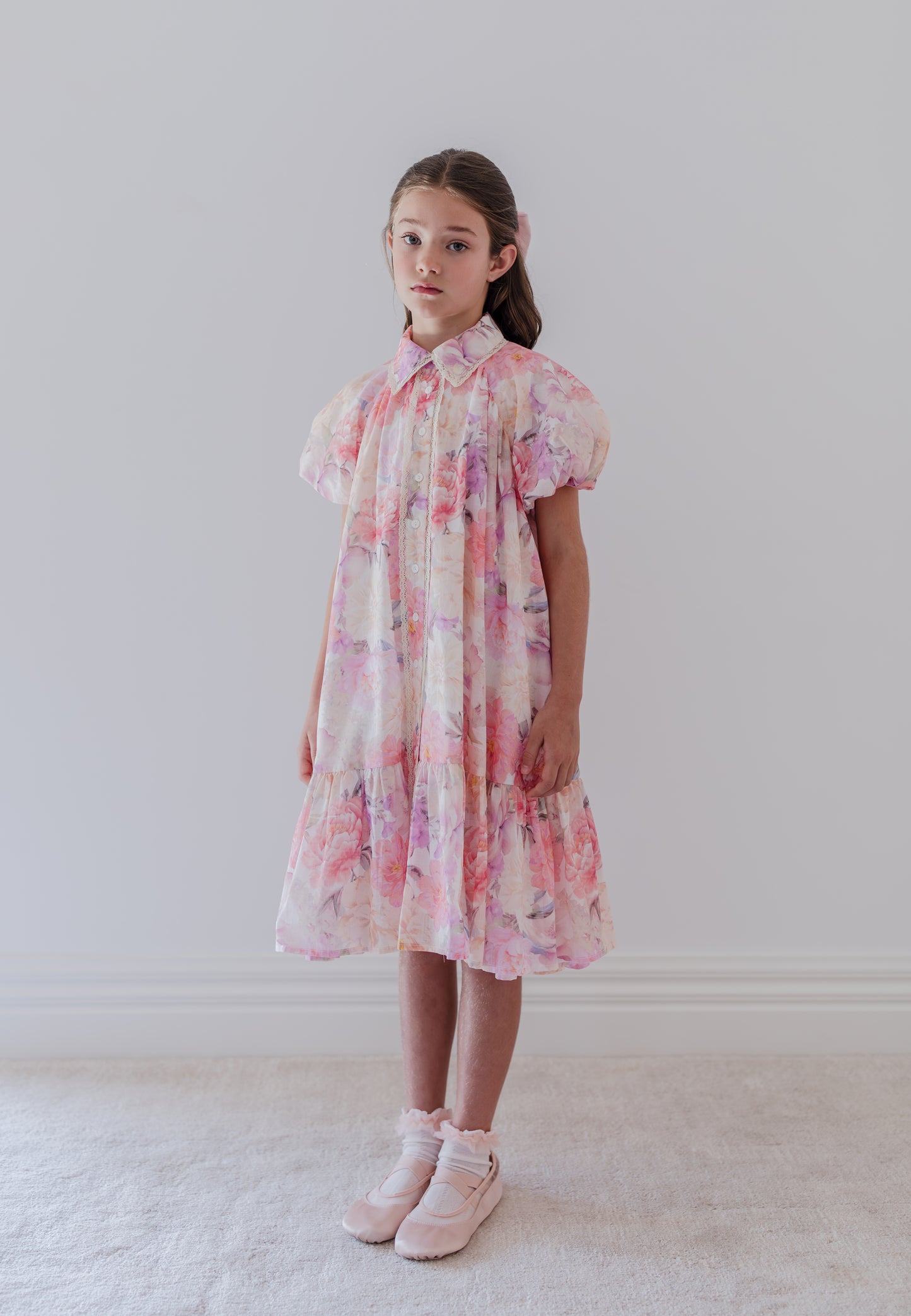 Dahlia print shirt dress