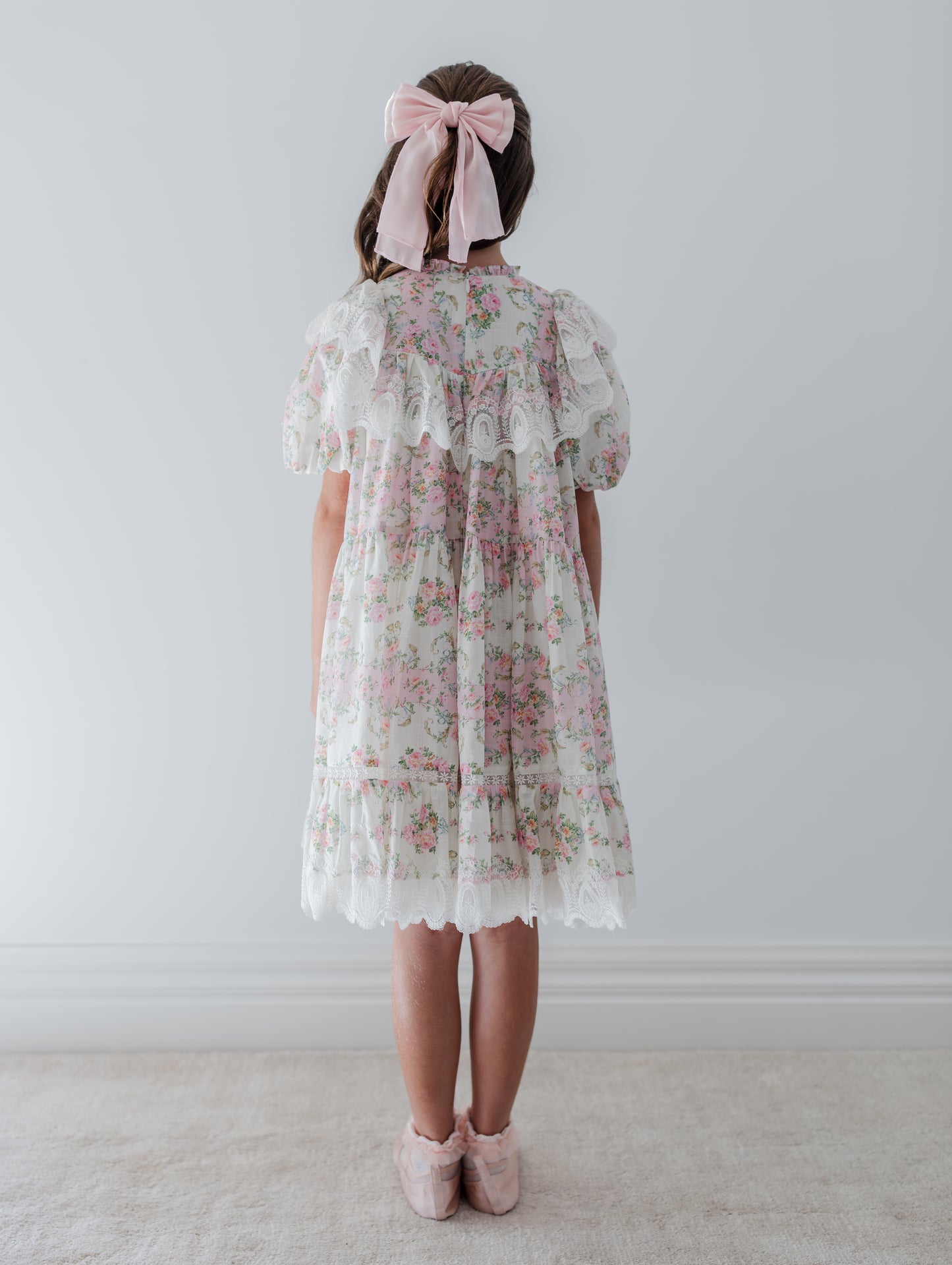 Vintage wallpaper lace ruffle dress