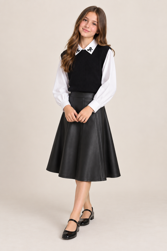Black and white leather vest set
