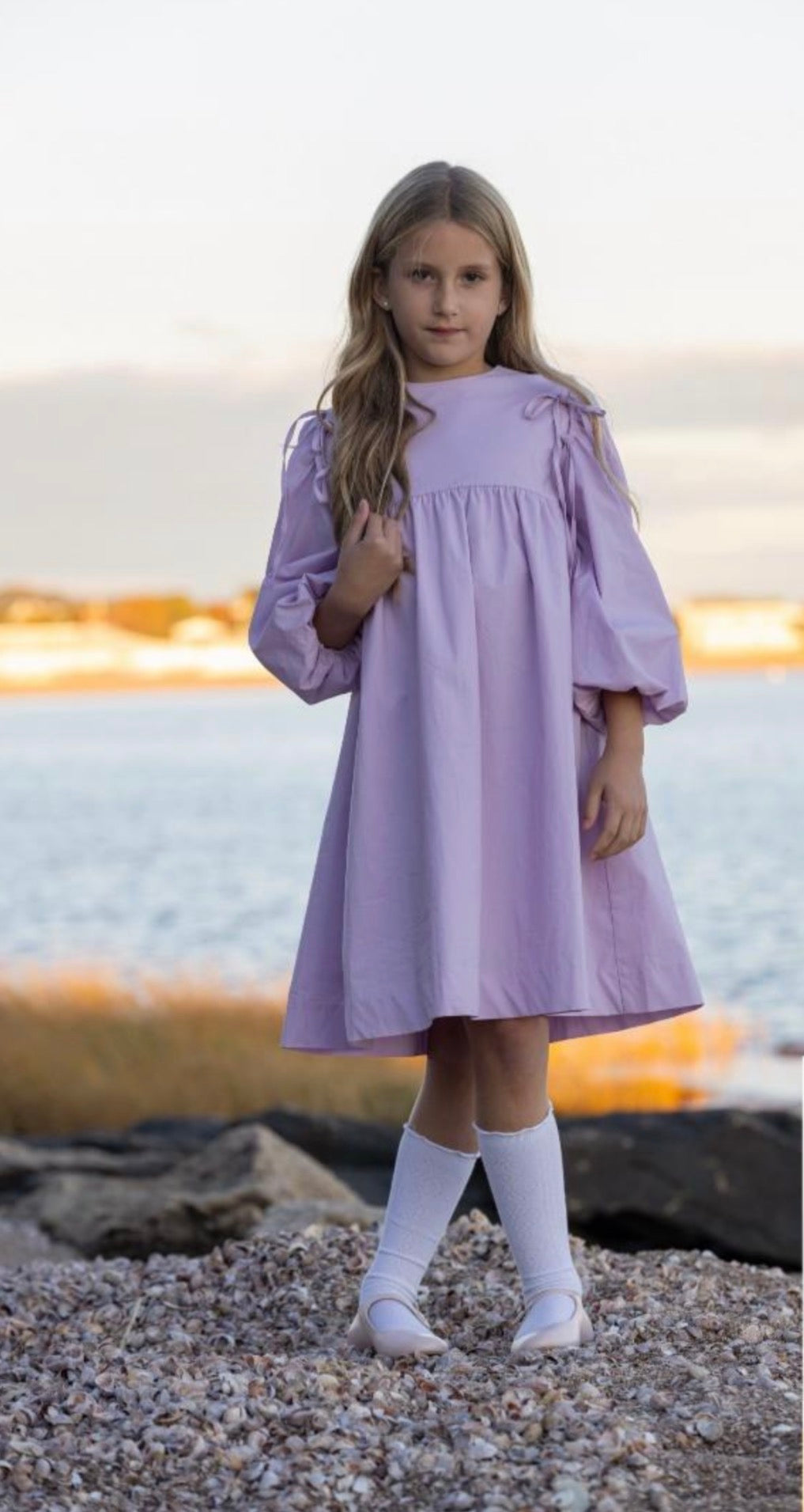 Lavender Tie Sleeve Dress
