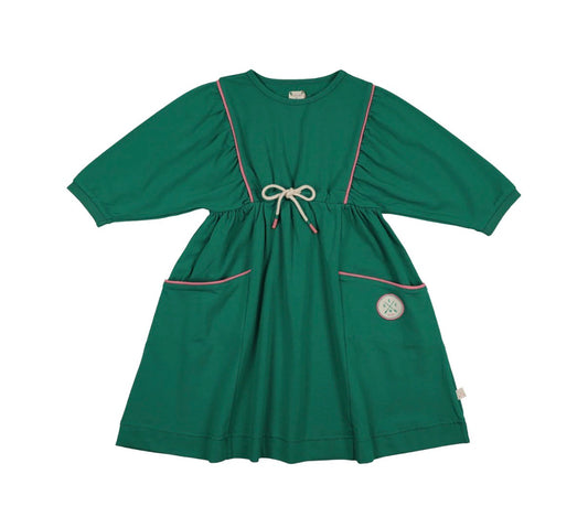 ELECTRIC GREEN BOAT CREW DRESS 3/4 SLEEV