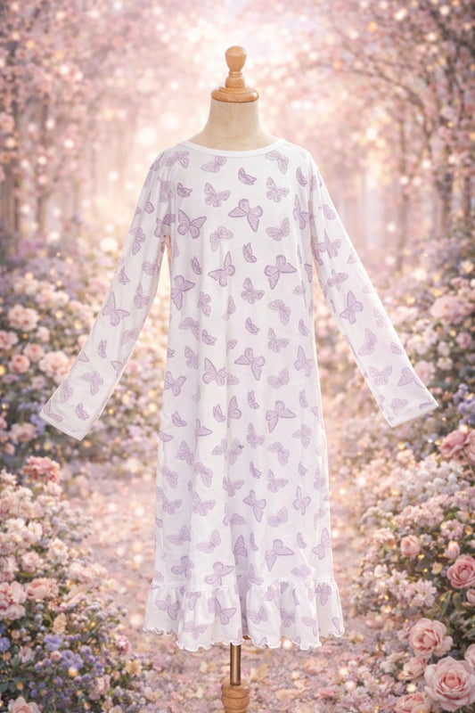 Lilac Butteflies Pajama Dress