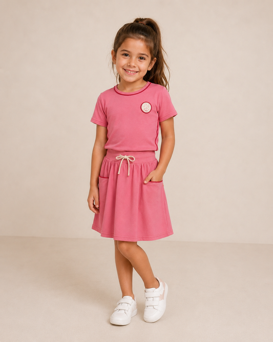 FRESH PINK BOAT CREW SET SHORT SLEEVE