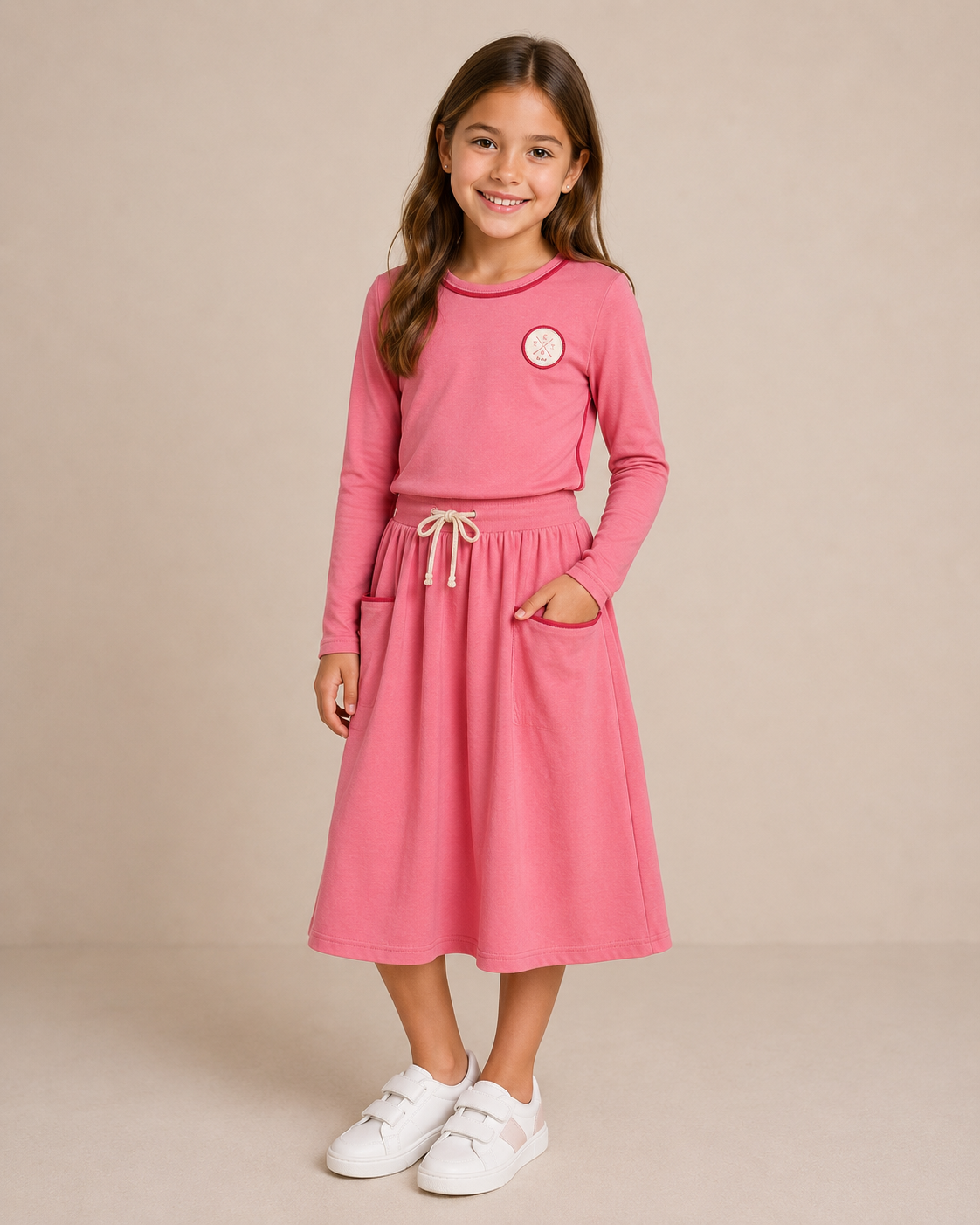 FRESH PINK CREW SET 3/4 SLEEVE