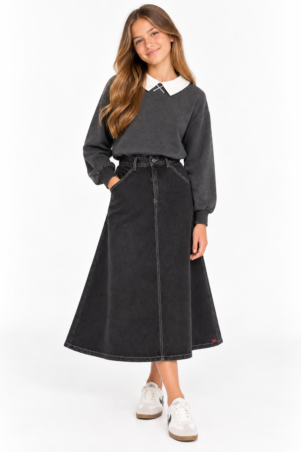 Black wash denim set